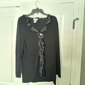 Coldwater Creek Black Ruffled Blouse